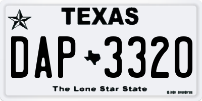 TX license plate DAP3320