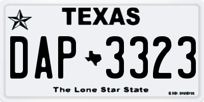 TX license plate DAP3323