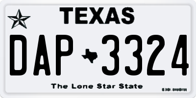 TX license plate DAP3324