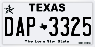 TX license plate DAP3325