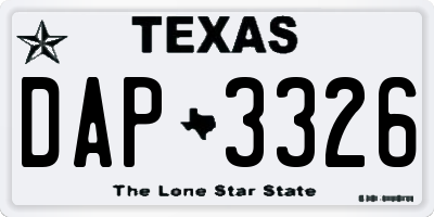 TX license plate DAP3326