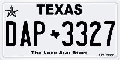 TX license plate DAP3327