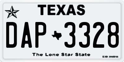 TX license plate DAP3328