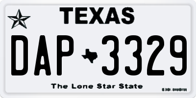 TX license plate DAP3329