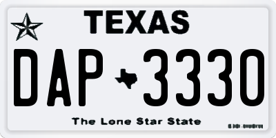 TX license plate DAP3330