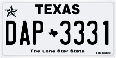 TX license plate DAP3331