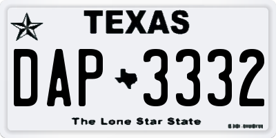 TX license plate DAP3332