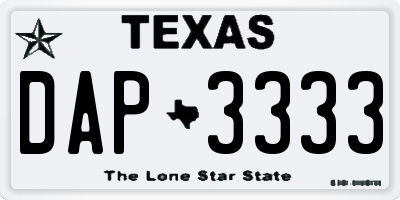 TX license plate DAP3333