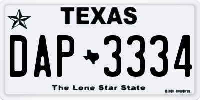 TX license plate DAP3334