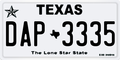 TX license plate DAP3335