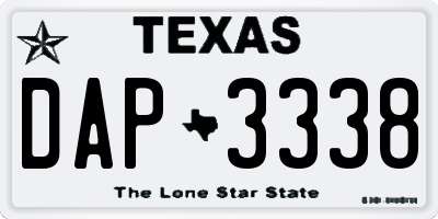 TX license plate DAP3338