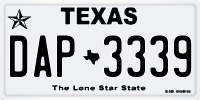 TX license plate DAP3339