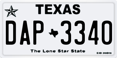 TX license plate DAP3340