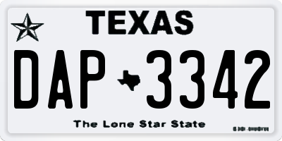 TX license plate DAP3342