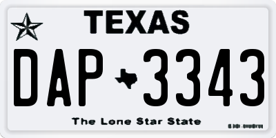 TX license plate DAP3343