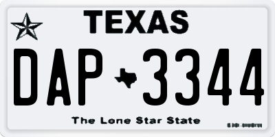 TX license plate DAP3344