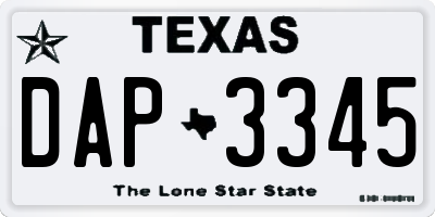 TX license plate DAP3345