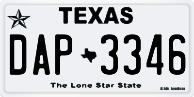 TX license plate DAP3346