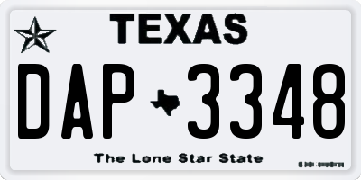 TX license plate DAP3348