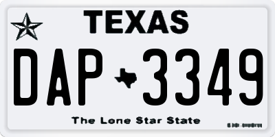 TX license plate DAP3349