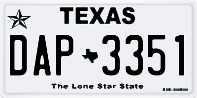 TX license plate DAP3351