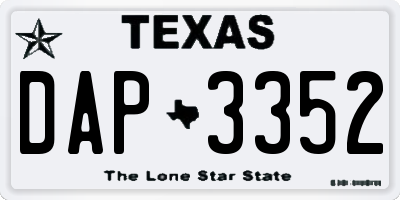 TX license plate DAP3352