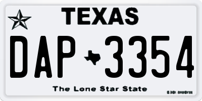 TX license plate DAP3354