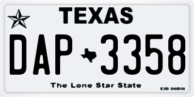TX license plate DAP3358