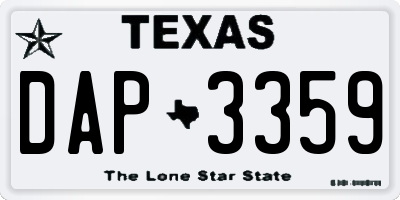 TX license plate DAP3359