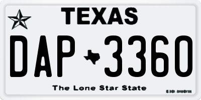 TX license plate DAP3360