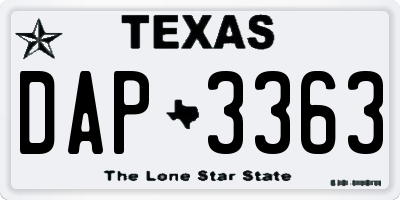 TX license plate DAP3363