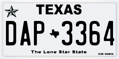 TX license plate DAP3364