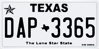 TX license plate DAP3365