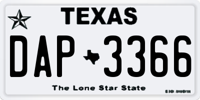TX license plate DAP3366