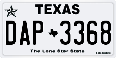TX license plate DAP3368