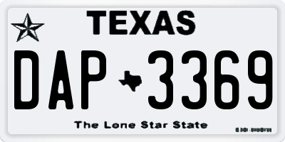 TX license plate DAP3369