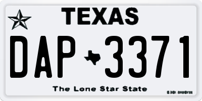 TX license plate DAP3371