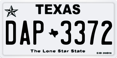 TX license plate DAP3372