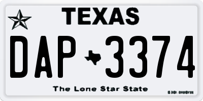 TX license plate DAP3374