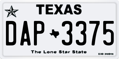 TX license plate DAP3375