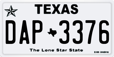 TX license plate DAP3376