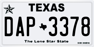 TX license plate DAP3378