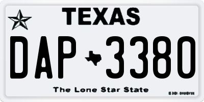TX license plate DAP3380