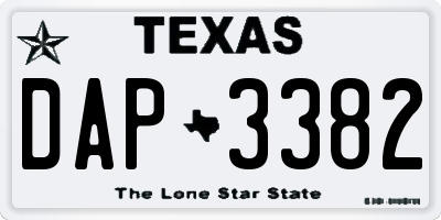 TX license plate DAP3382