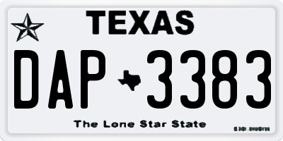 TX license plate DAP3383