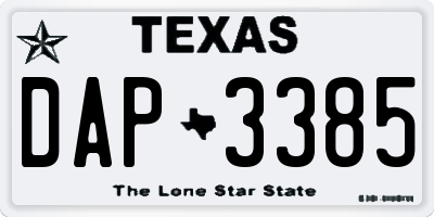TX license plate DAP3385