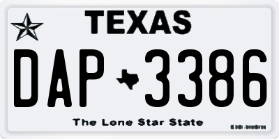 TX license plate DAP3386