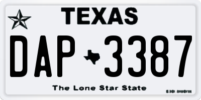 TX license plate DAP3387