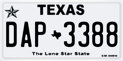 TX license plate DAP3388