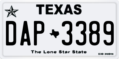 TX license plate DAP3389